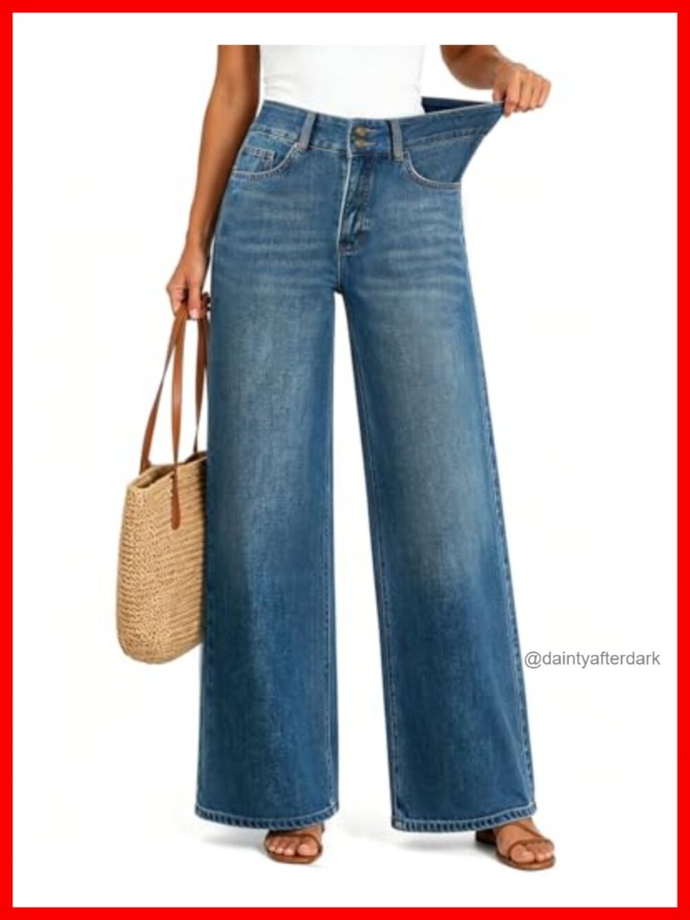 High Waisted Baggy Wide Leg Stretchy Tummy Control Denim Jeans